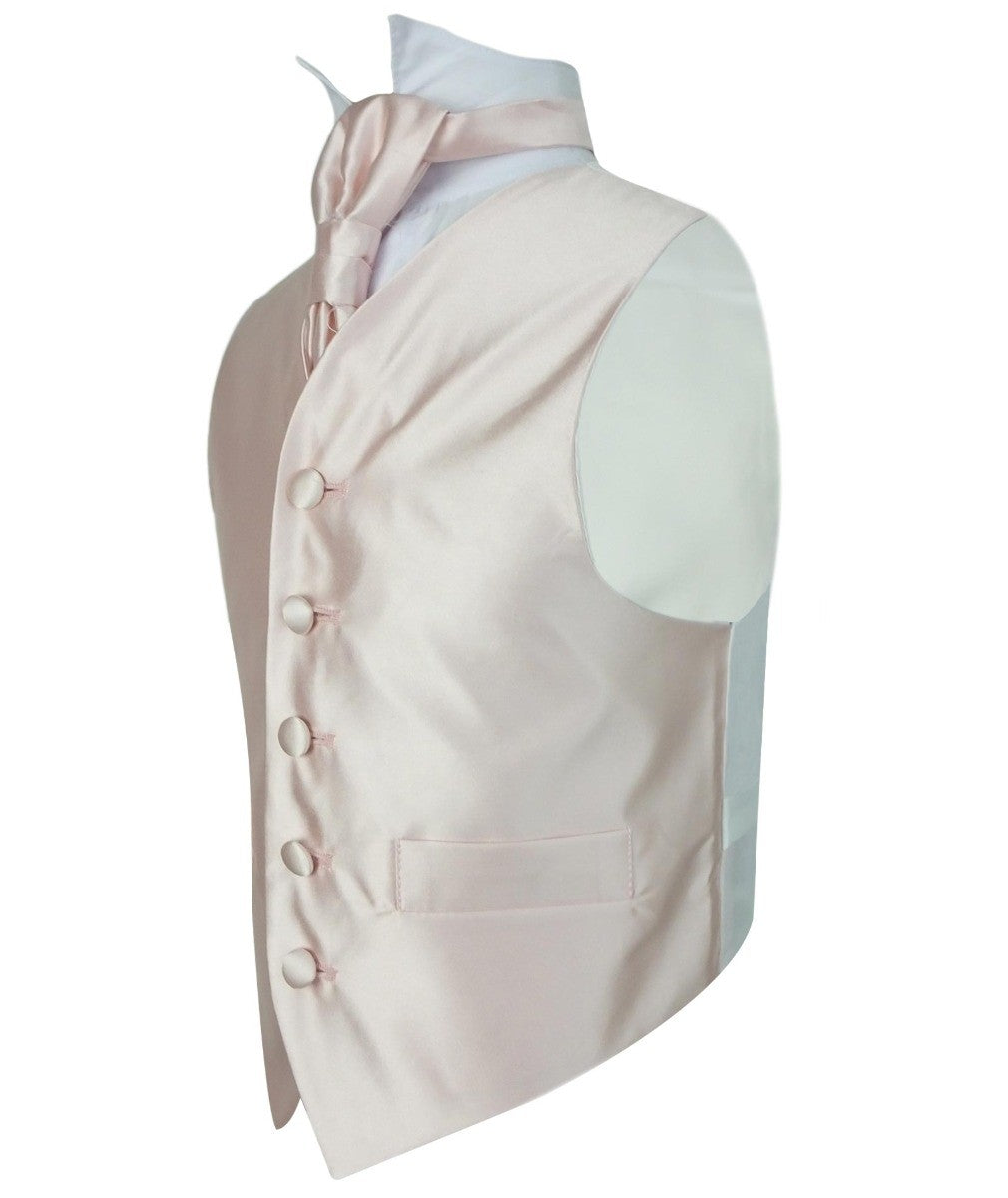 Ensemble Gilet en Satin et Cravate pour Garçons - Rose