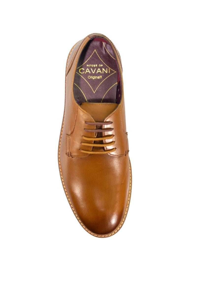 Men's Lace Up Derby Shoes - GOBI - Tan Brown