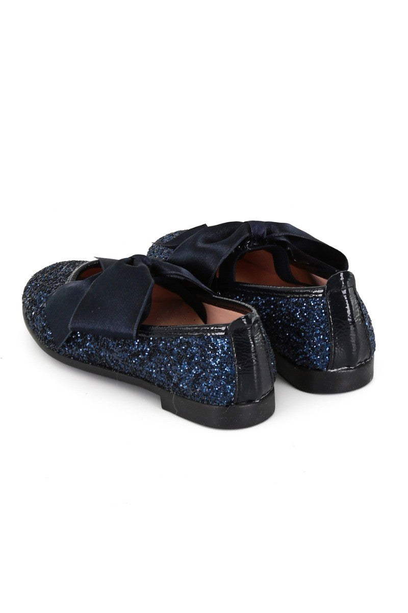 Mädchen Glitzer Ballerina Flache Pumps - LOLA - Navyblau