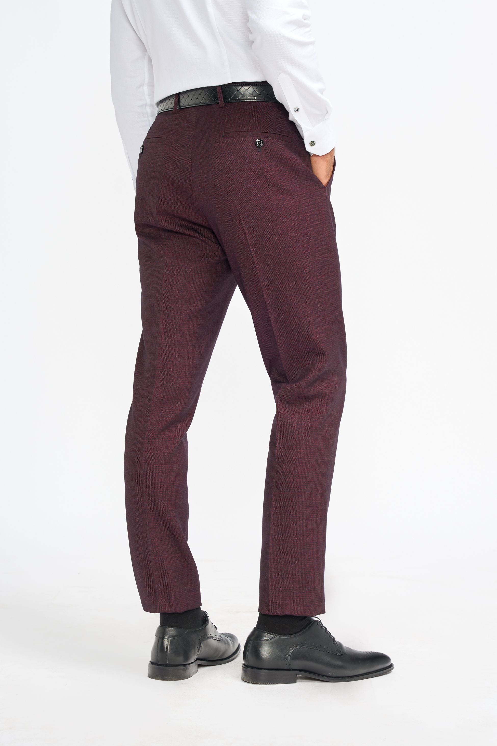 Pantalons en tweed à carreaux ajustés pour hommes - CARIDI WINE - Vin