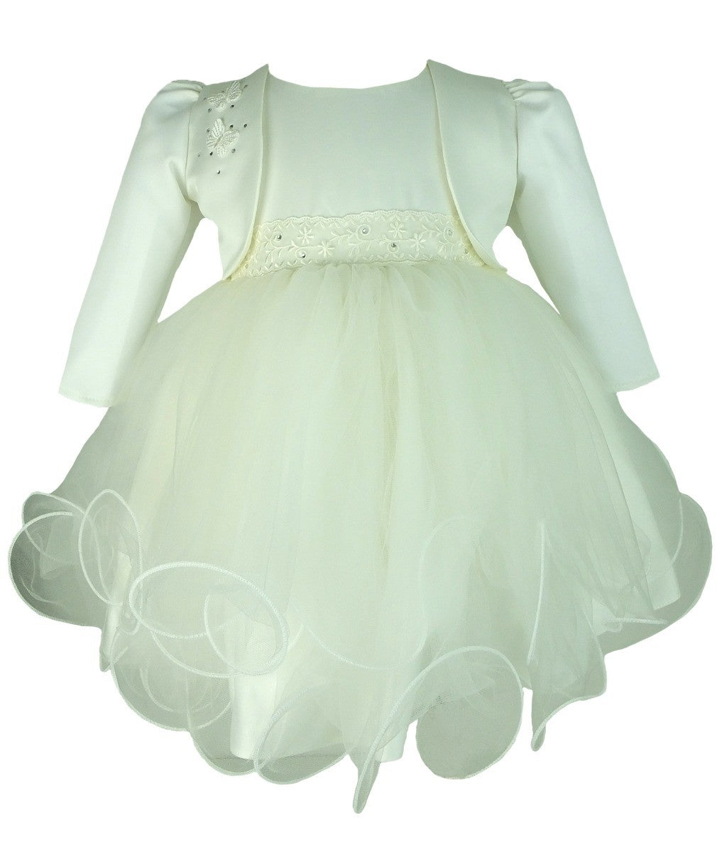 Robe de Baptême Mariée avec Boléro Papillon pour Filles - Ivoire