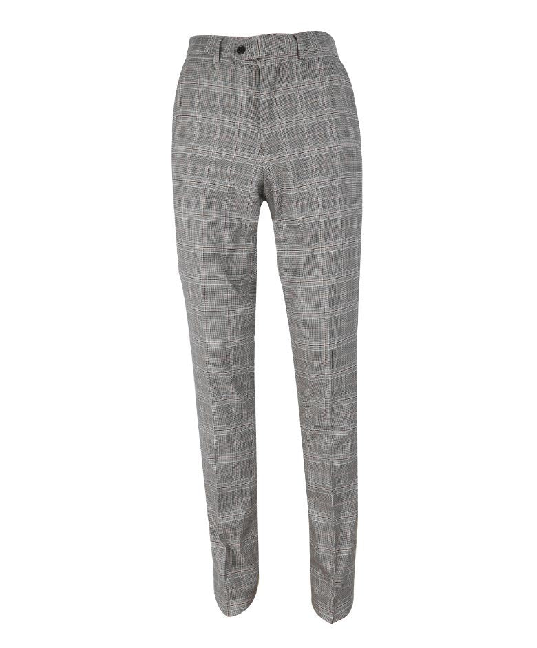 Pantalon à Motif Check Retro Slim Fit pour Homme - QUINCY Stone - Gris Foncé