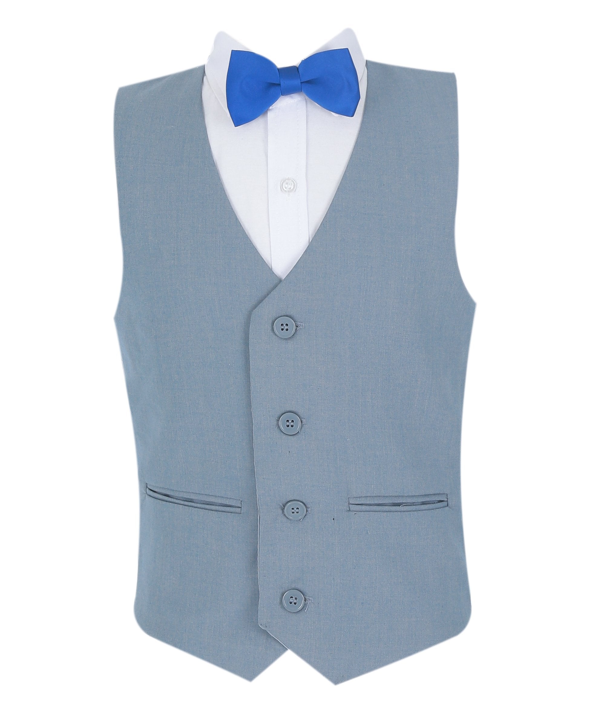 Boys Summer Waistcoat Suit 4 PC Set - Grey