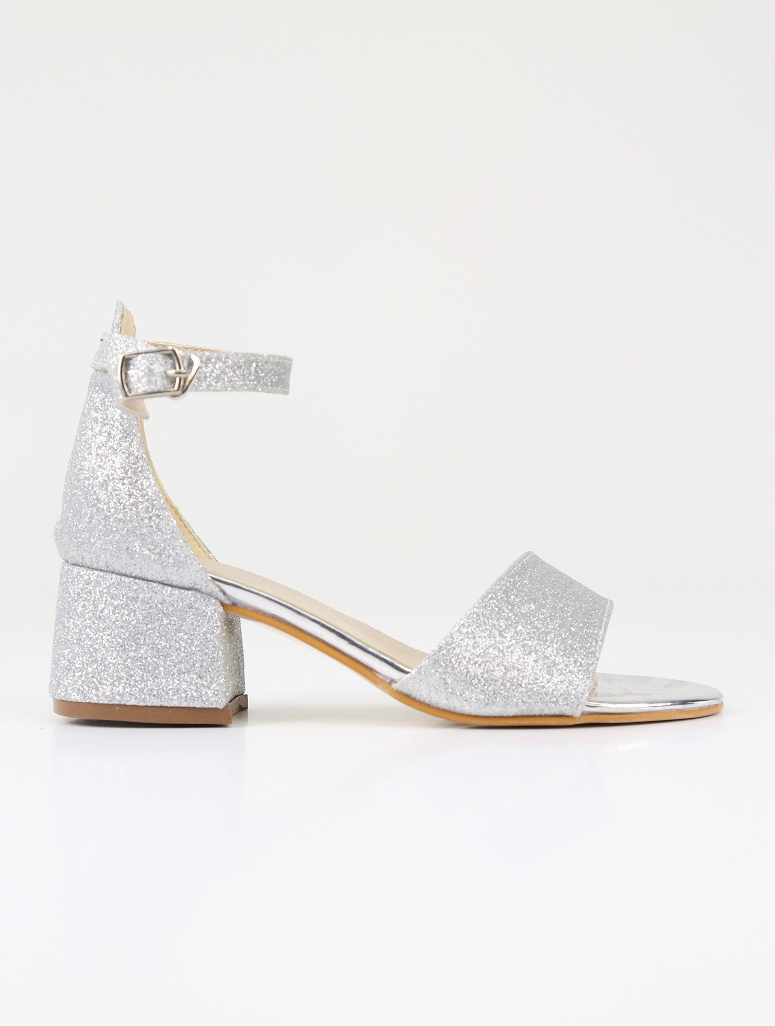 Sandales à Bloc Talon avec Bride à la Cheville pour Filles - SPARKLE - Argent