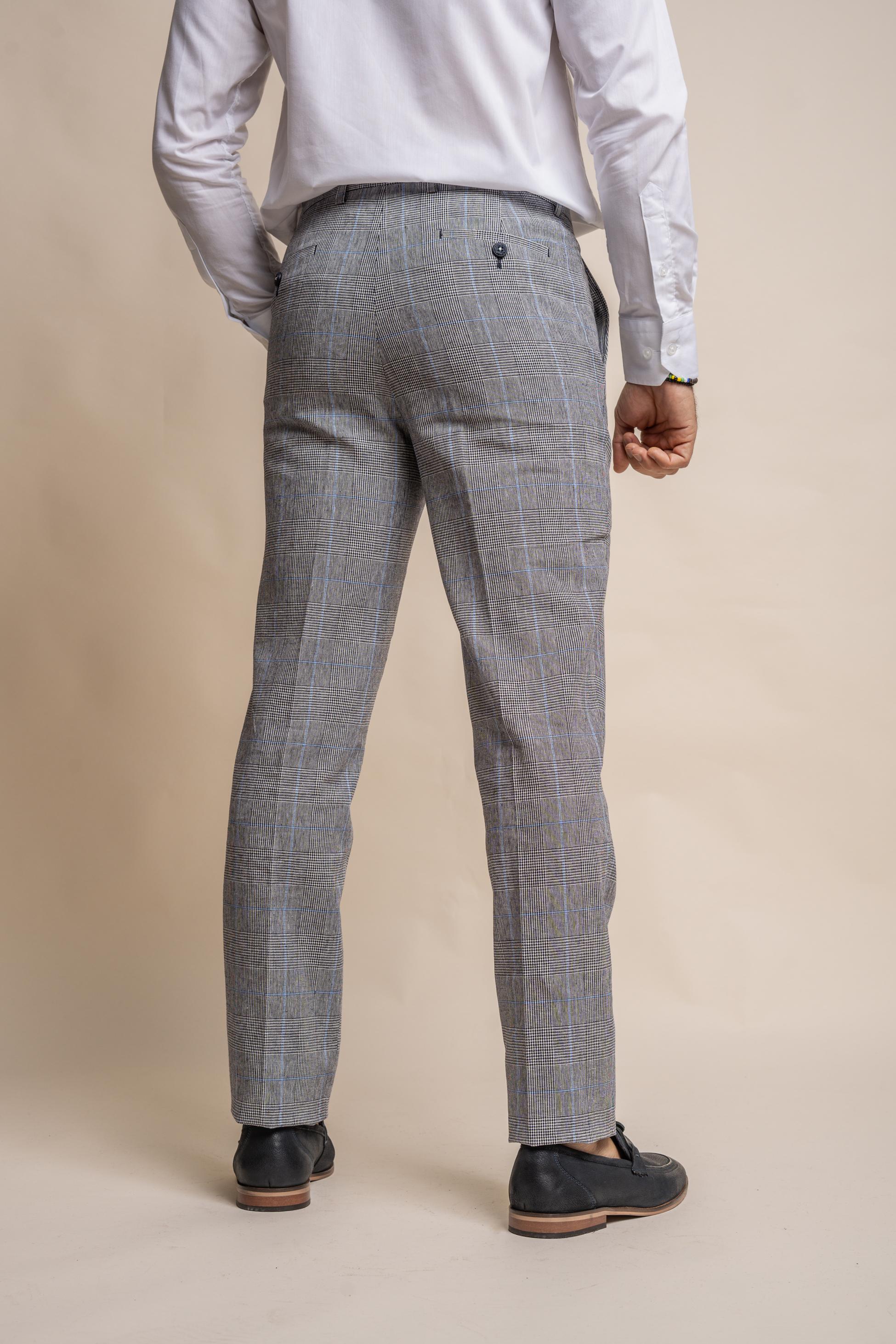 Pantalon à Motif Check Gris Slim Fit pour Homme - ARRIGA - Gris