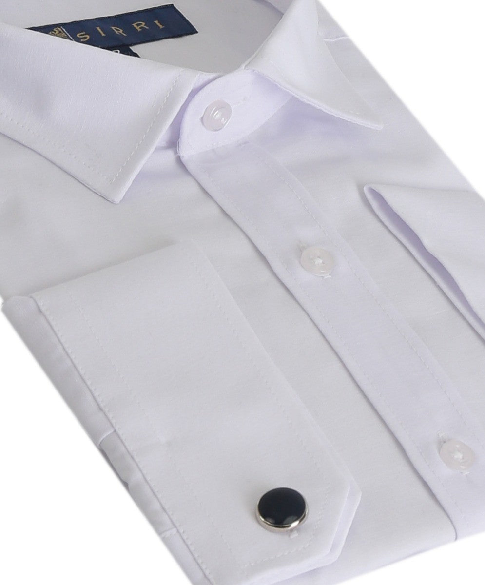 Chemise Habillée à Boutons de Manchette Slim Fit pour Garçons - Blanc