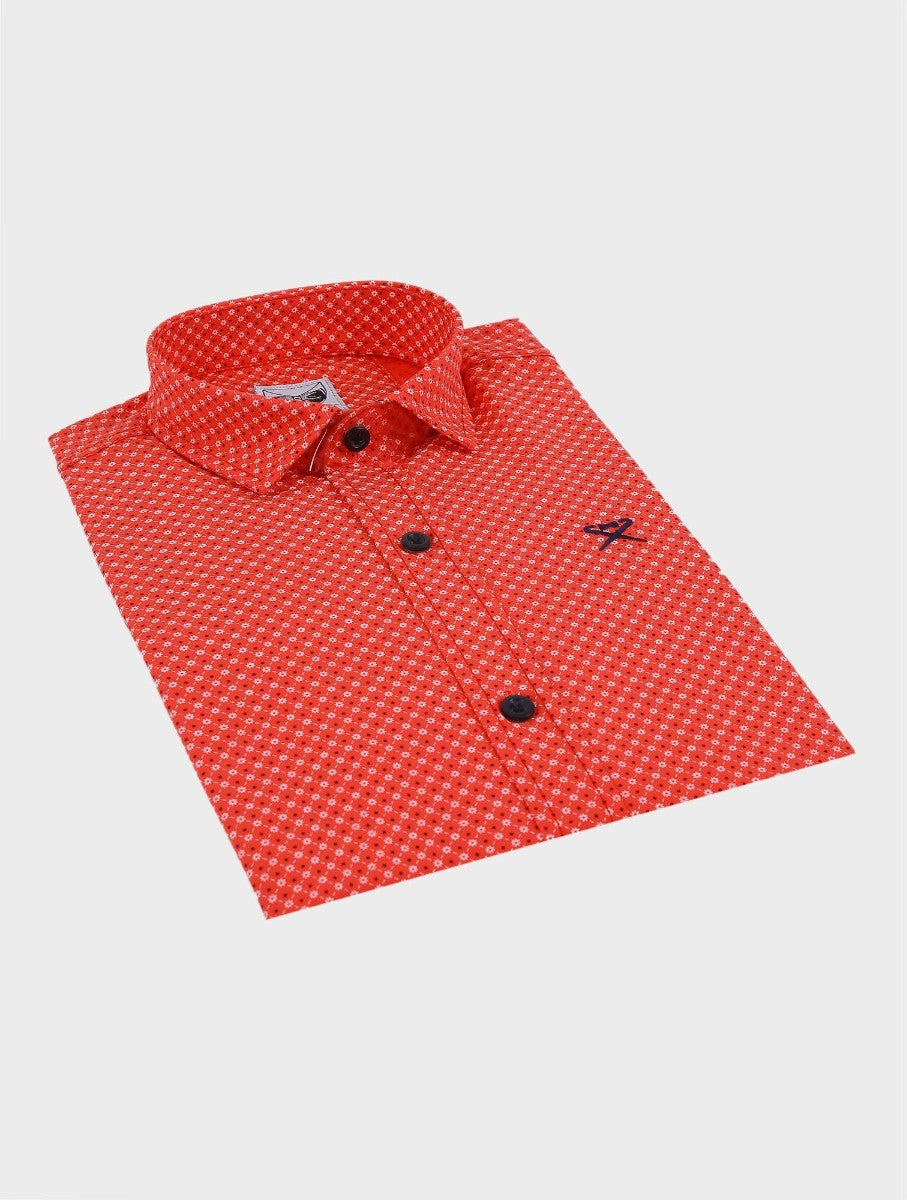 Chemise à Manches Longues à Motifs Slim Fit pour Garçons - ARTHUR - Rouge