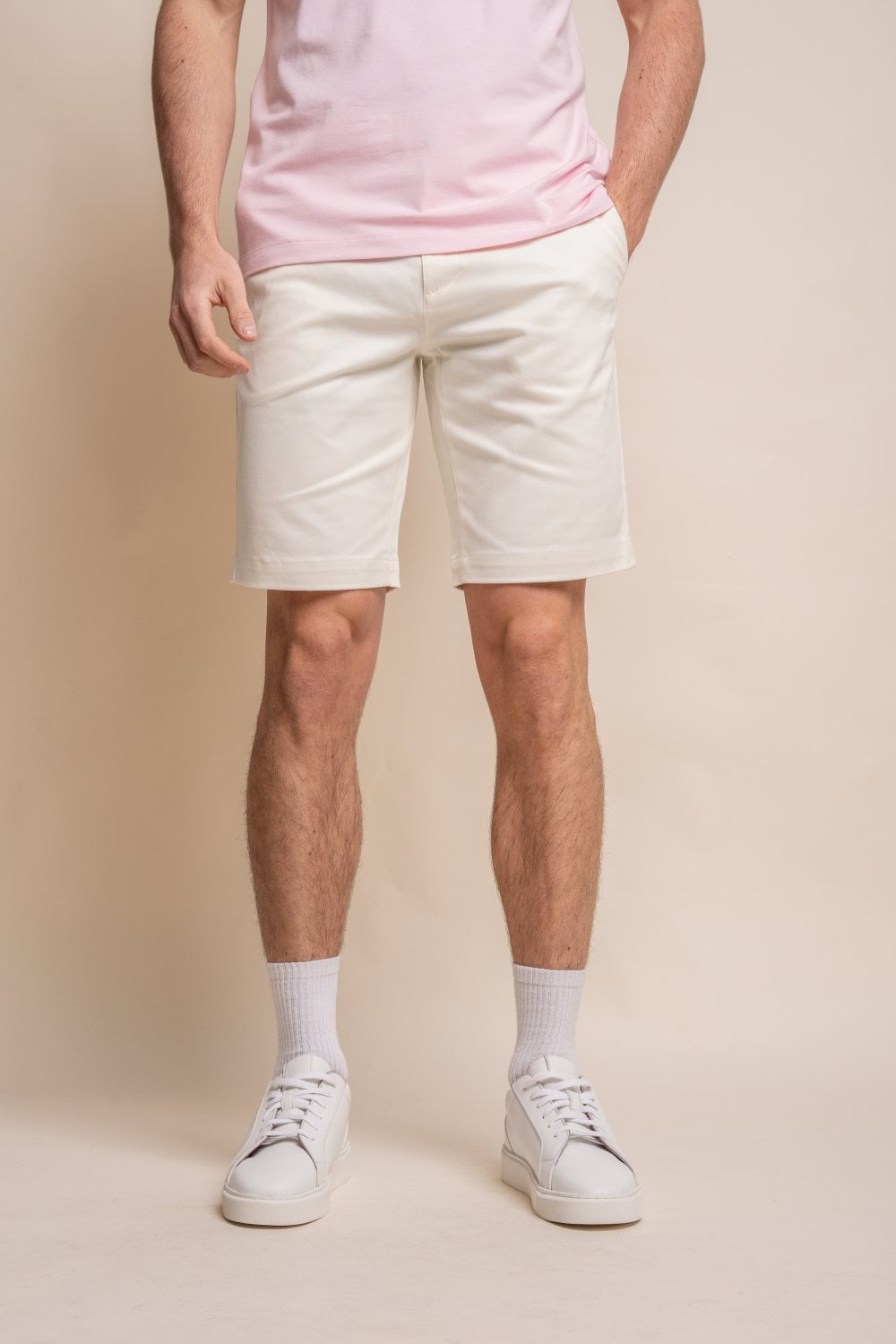 Herren Baumwolle Casual Slim Fit Chino Shorts - DAKOTA - Ecru