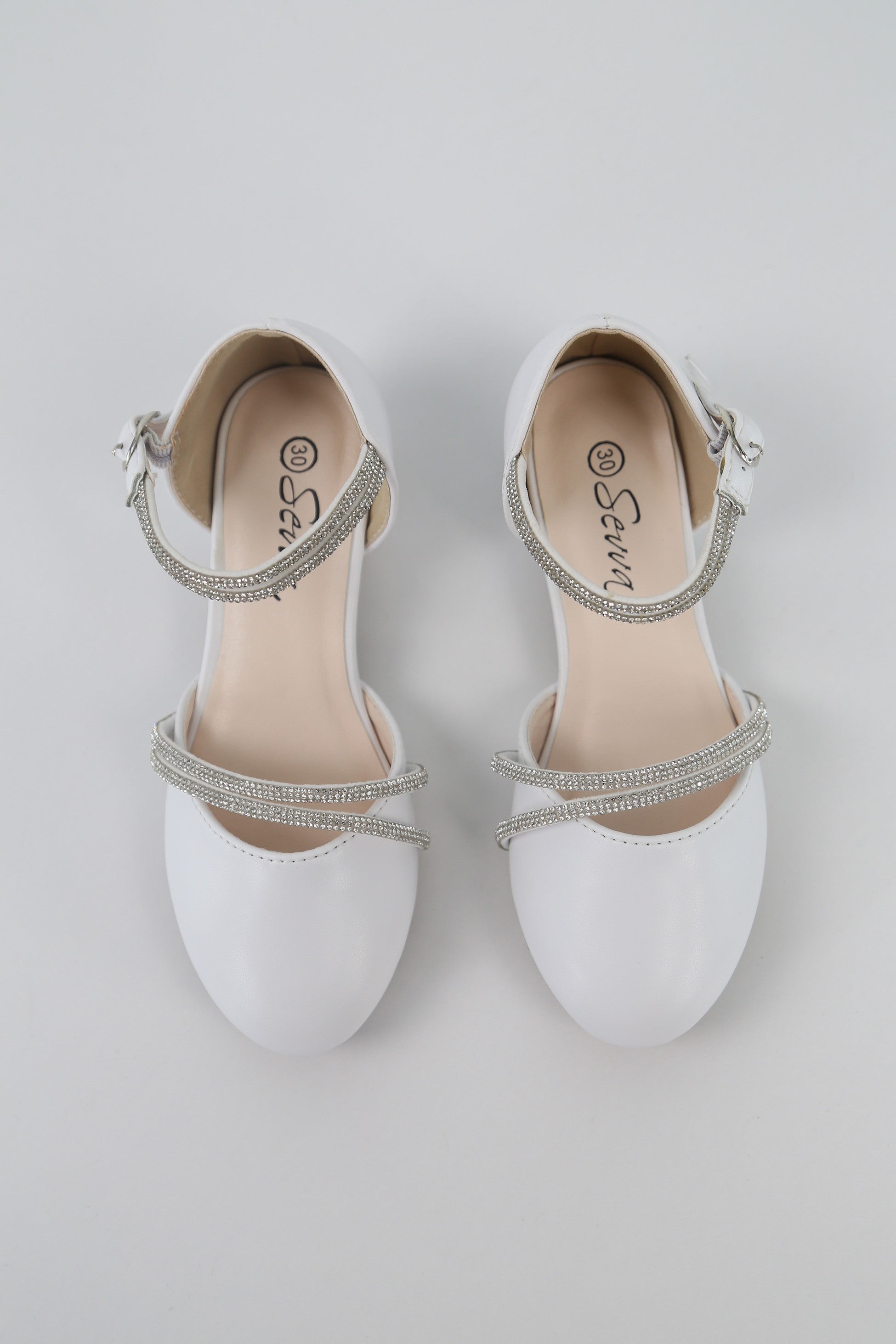 Chaussures à Talon Bas avec Bride à Strass pour Filles - DREAM - Blanc