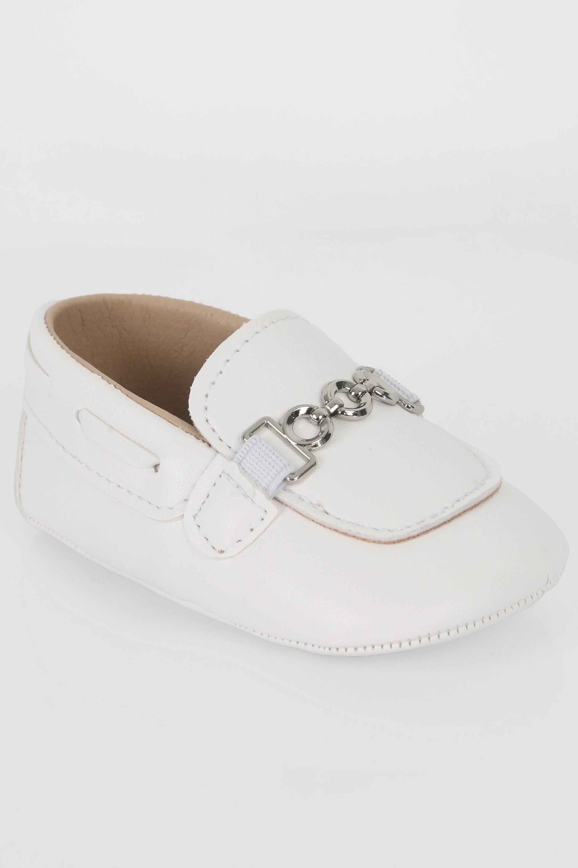 Baby Boys Pre-walker Loafer with Metal Charm - ALDOLFO - White