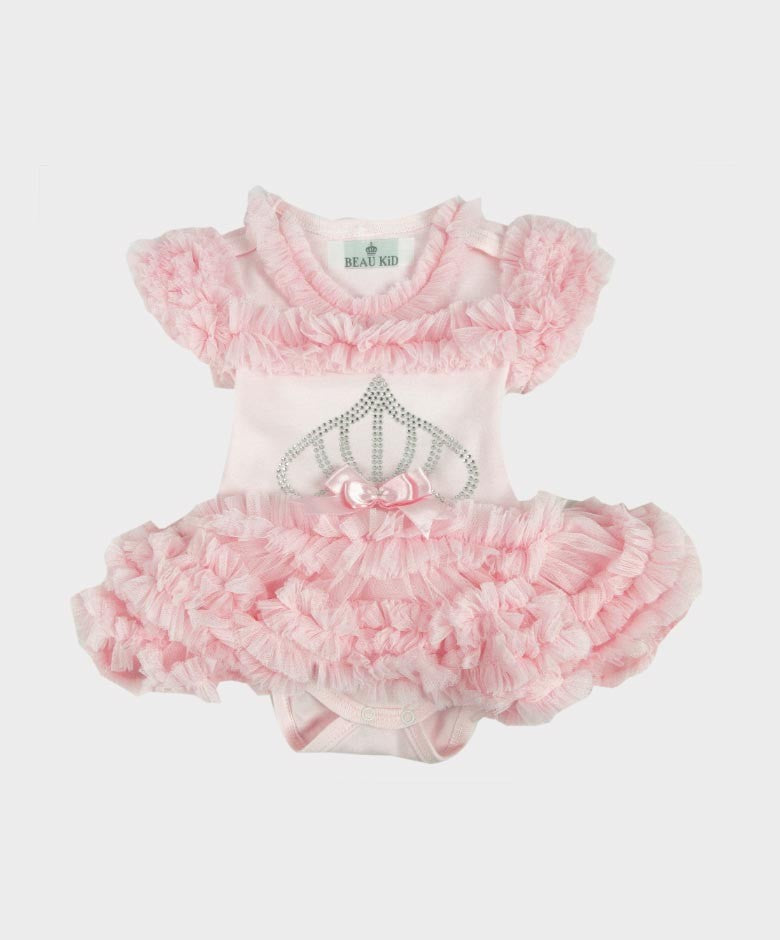 Bodysuit Tutu en Tulle et Coton pour Fillettes - Rose