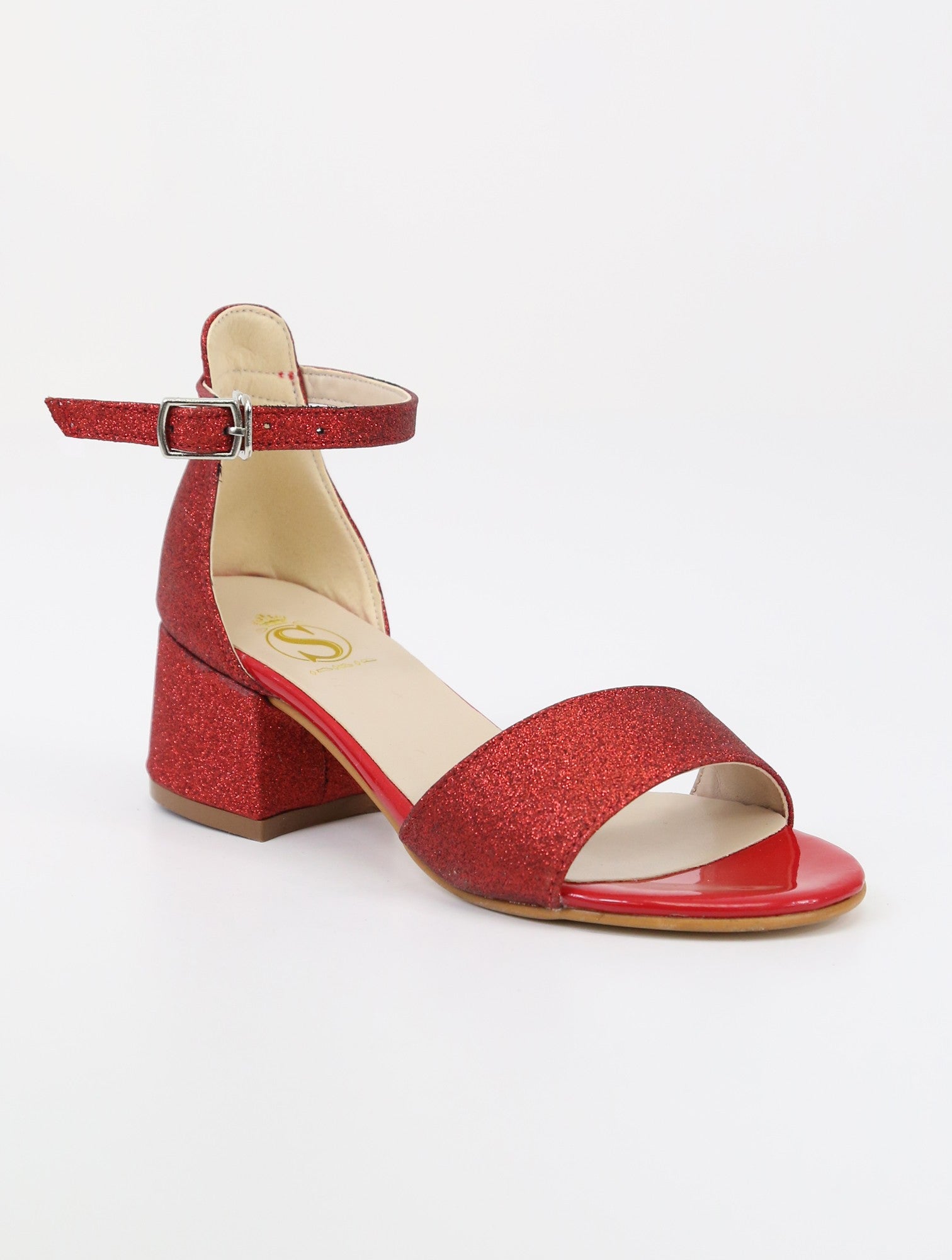 Mädchen Knöchelriemen Blockabsatz Sandalen - SPARKLE - Rot