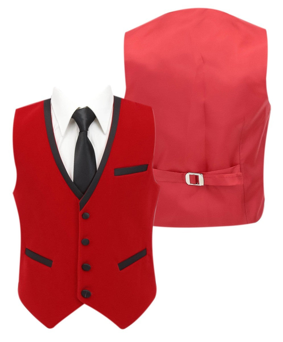 Jungen Slim Fit Paspelierung Samt Smokinganzug - LONDON - Rot