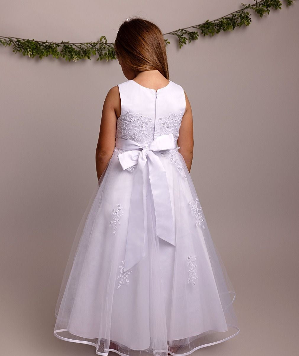 Robe en dentelle blanche pour fille d'honneur avec boléro - BEXLEY - Blanc