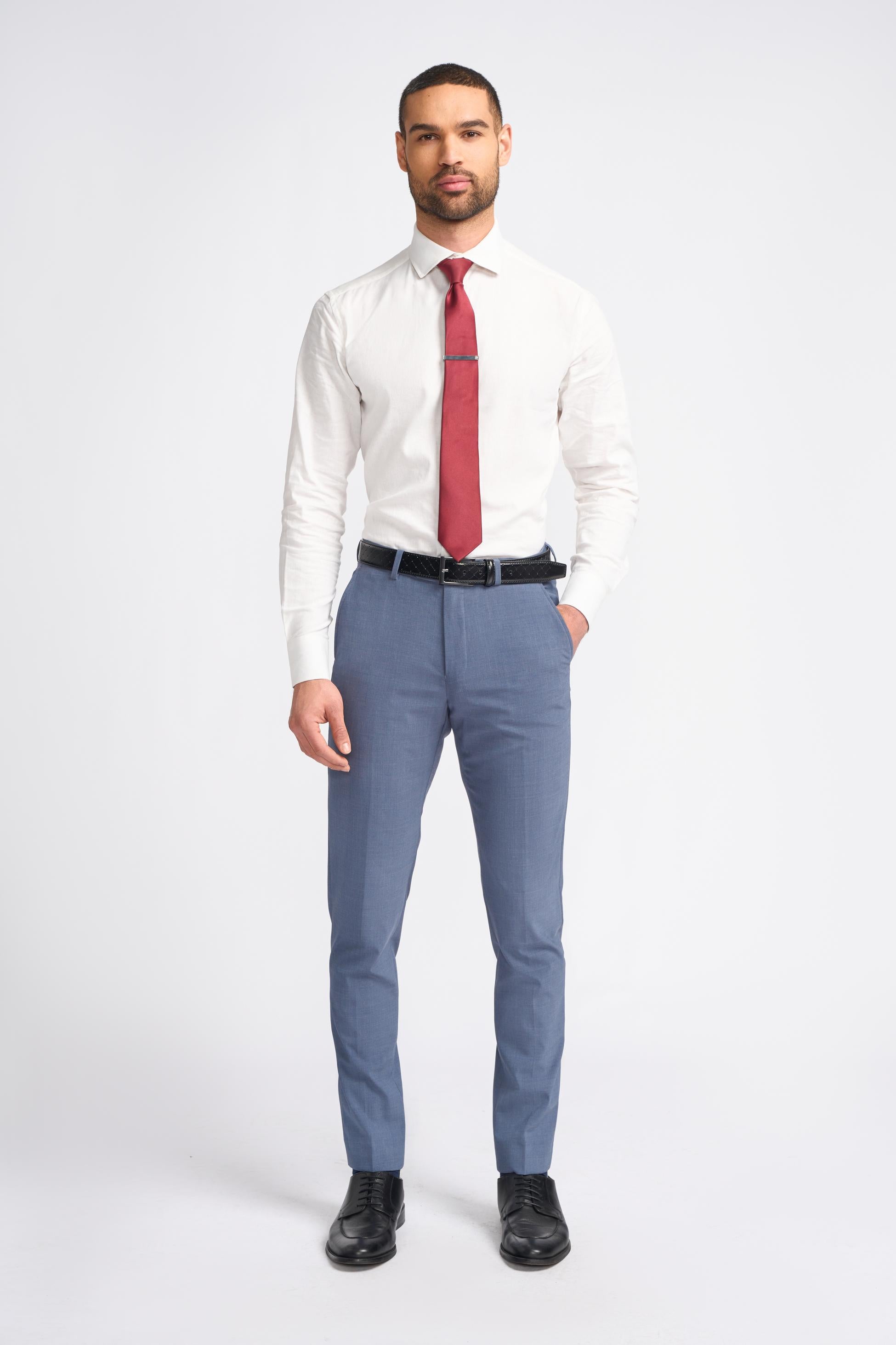 Pantalon en Laine Mélangée Slim Fit pour Homme - VICTORIOUS - Violet Colombe