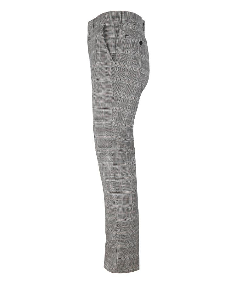 Pantalon à Motif Check Retro Slim Fit pour Homme - QUINCY Stone - Gris Foncé