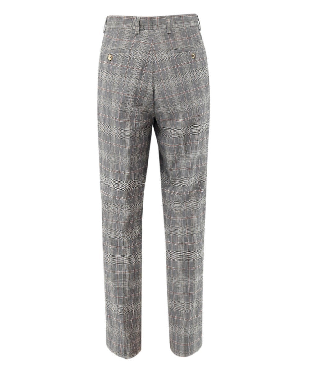 Pantalon à Motif Check Retro Gris Slim Fit pour Homme - JULIAN - Gris Clair