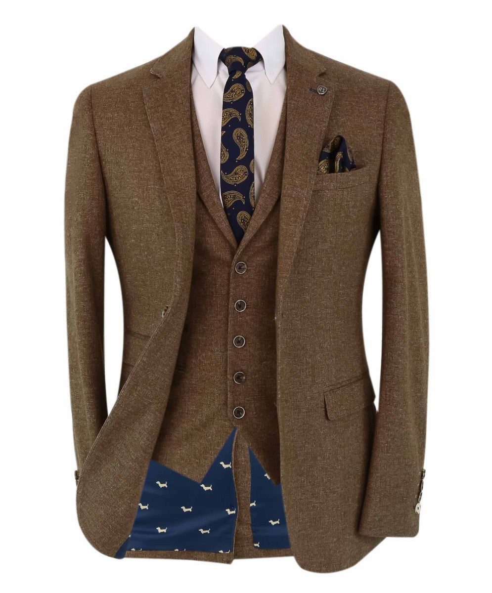 Costume de type tweed - NATHAN - Marron - Marron clair