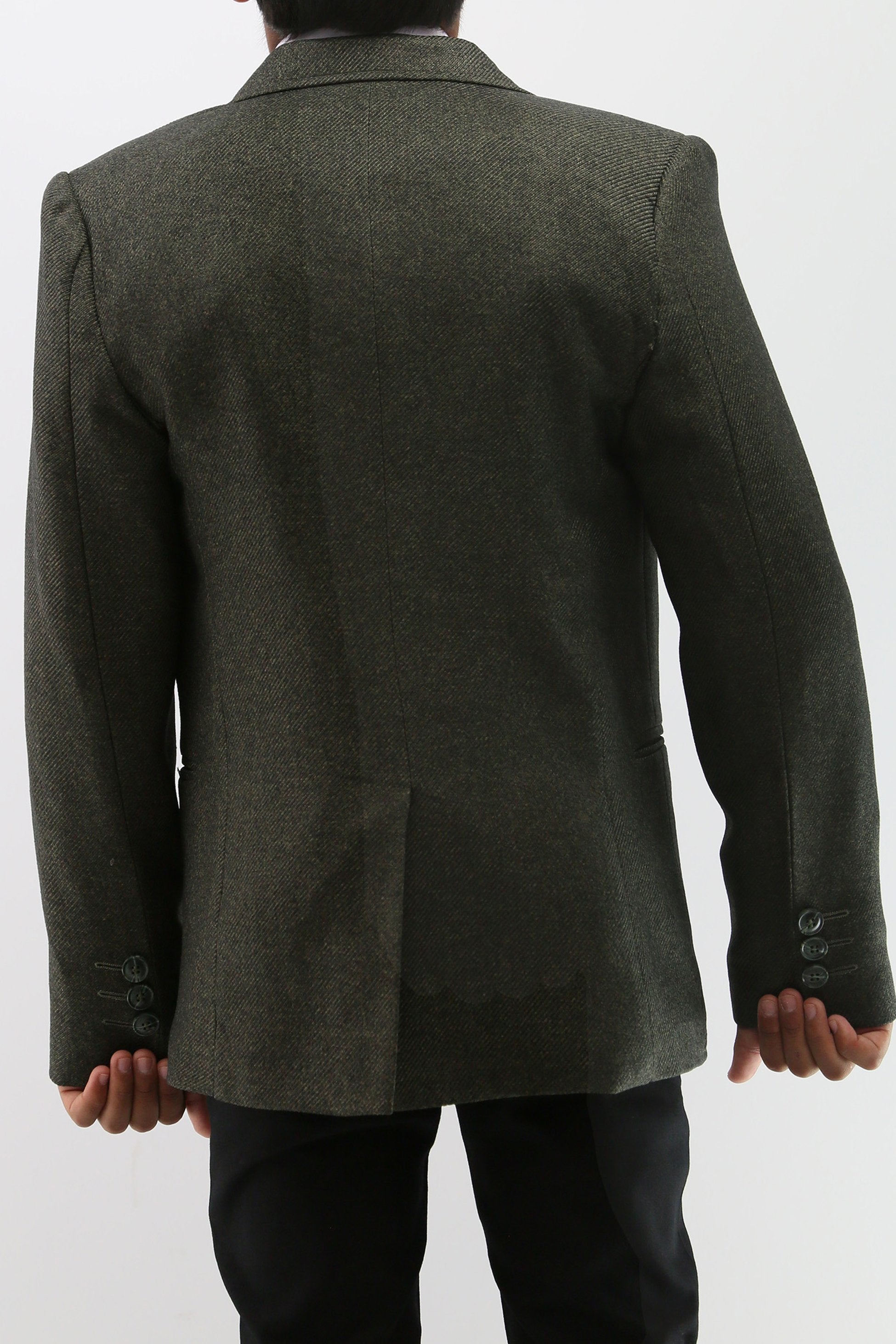 Veste de blazer texturée formelle pour garçons - Vert Kaki