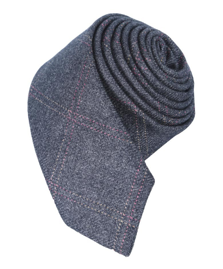 Ensemble Cravate Fine en Tweed à Carreaux pour Garçons et Hommes - Gris Charbon