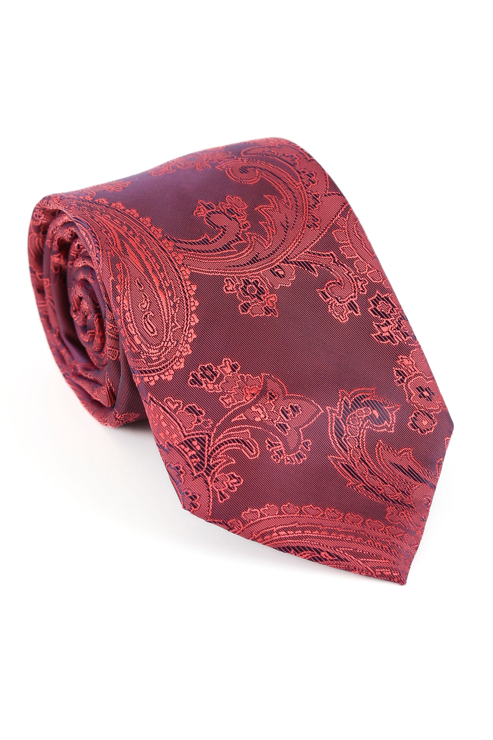 Ensemble cravate et boutons de manchette paisley pour hommes - Bourgogne