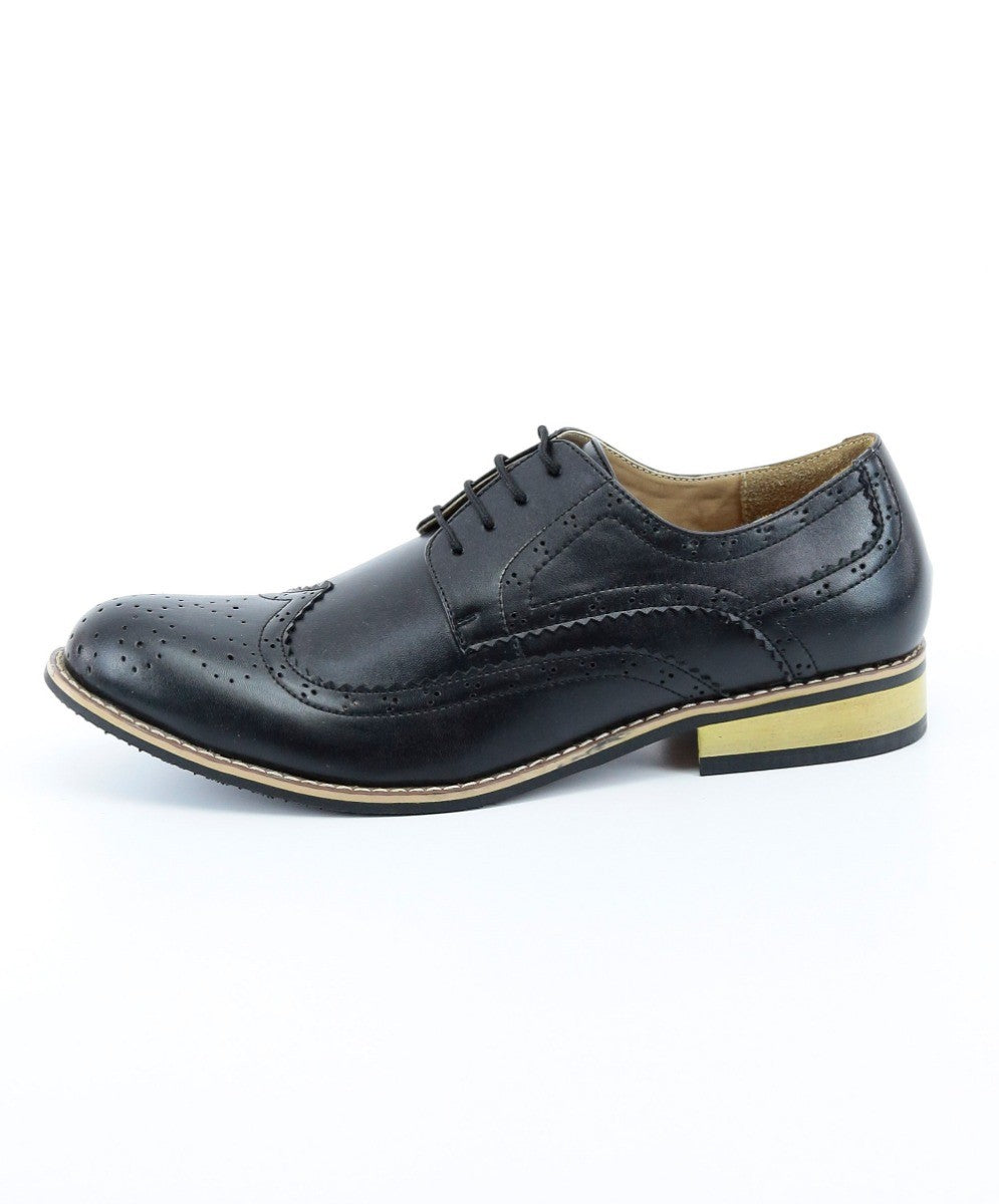 Herren Schnürsenkel Leder Wingtip Brogue Schuhe - Schwarz