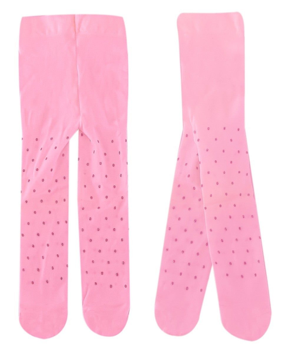 Collants à Pois en Microfibre pour Fillettes - Rose