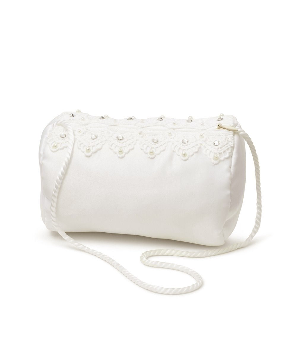 Girls Clutch Purse with Lace Detail – MB7704 - Ivory