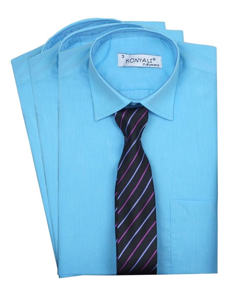 Ensemble Chemise à Col Classique et Cravate pour Garçons - Bleu Aqua