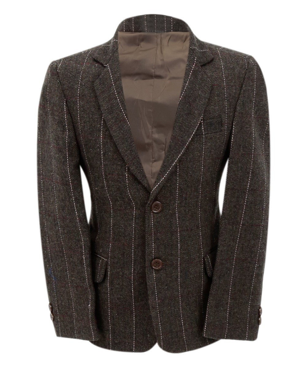 Blazer Formel en Tweed Chevron à Rayures pour Garçons - Marron