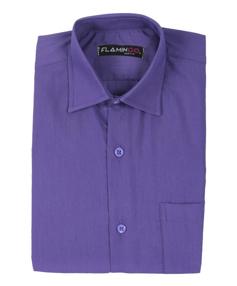 Boys Cotton Blend Formal Shirt - Purple