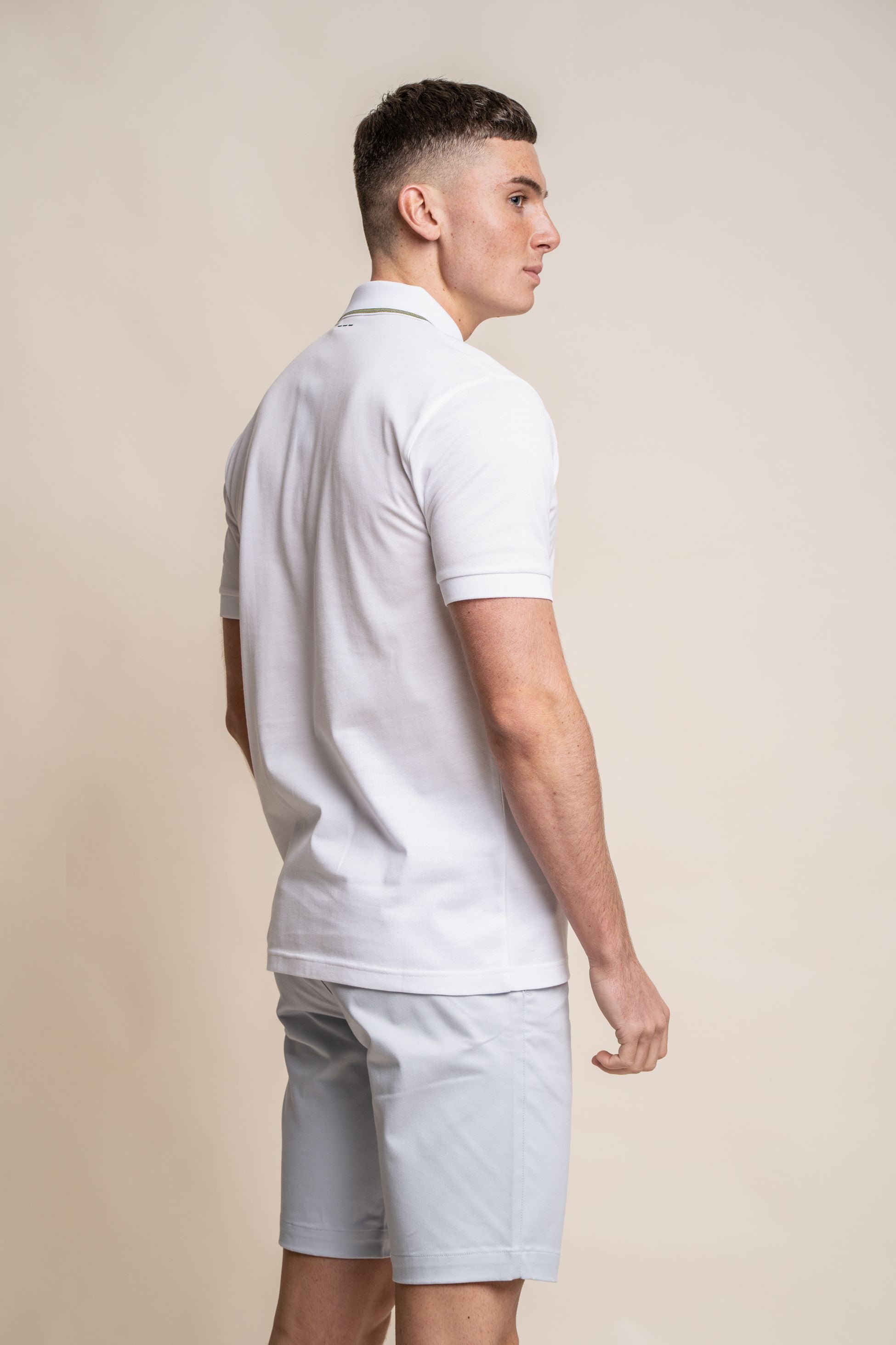 T-shirt polo en coton ajusté pour hommes - FINLAY - Blanc