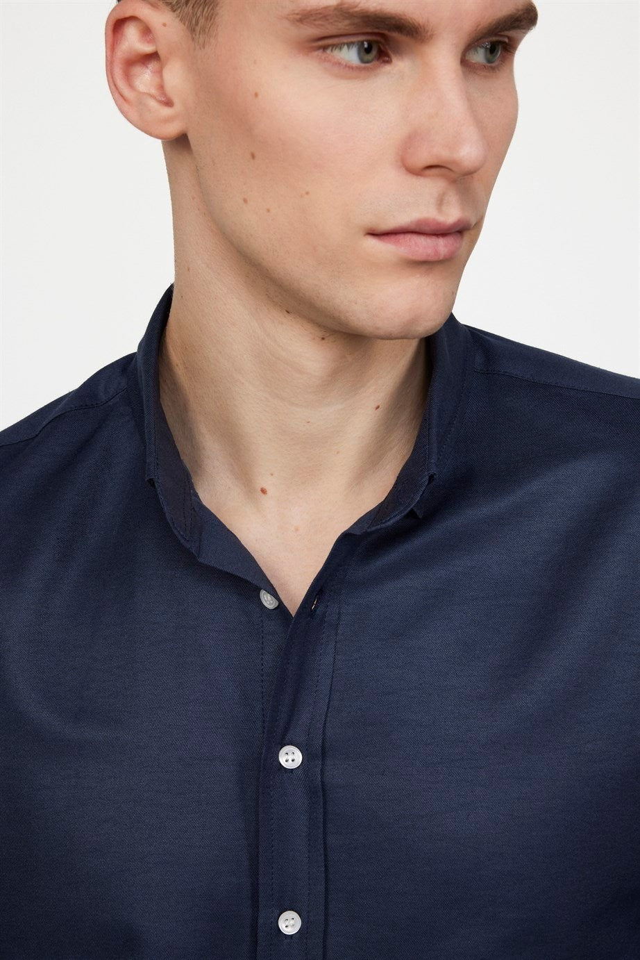 Chemise en coton ajustée à col boutonné - GABARDIN - Marine