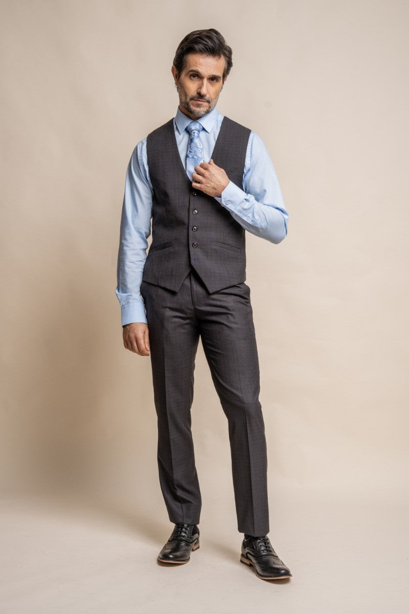 Men's Slim Fit Formal Waistcoat - SEEBA Graphite - Dark Grey