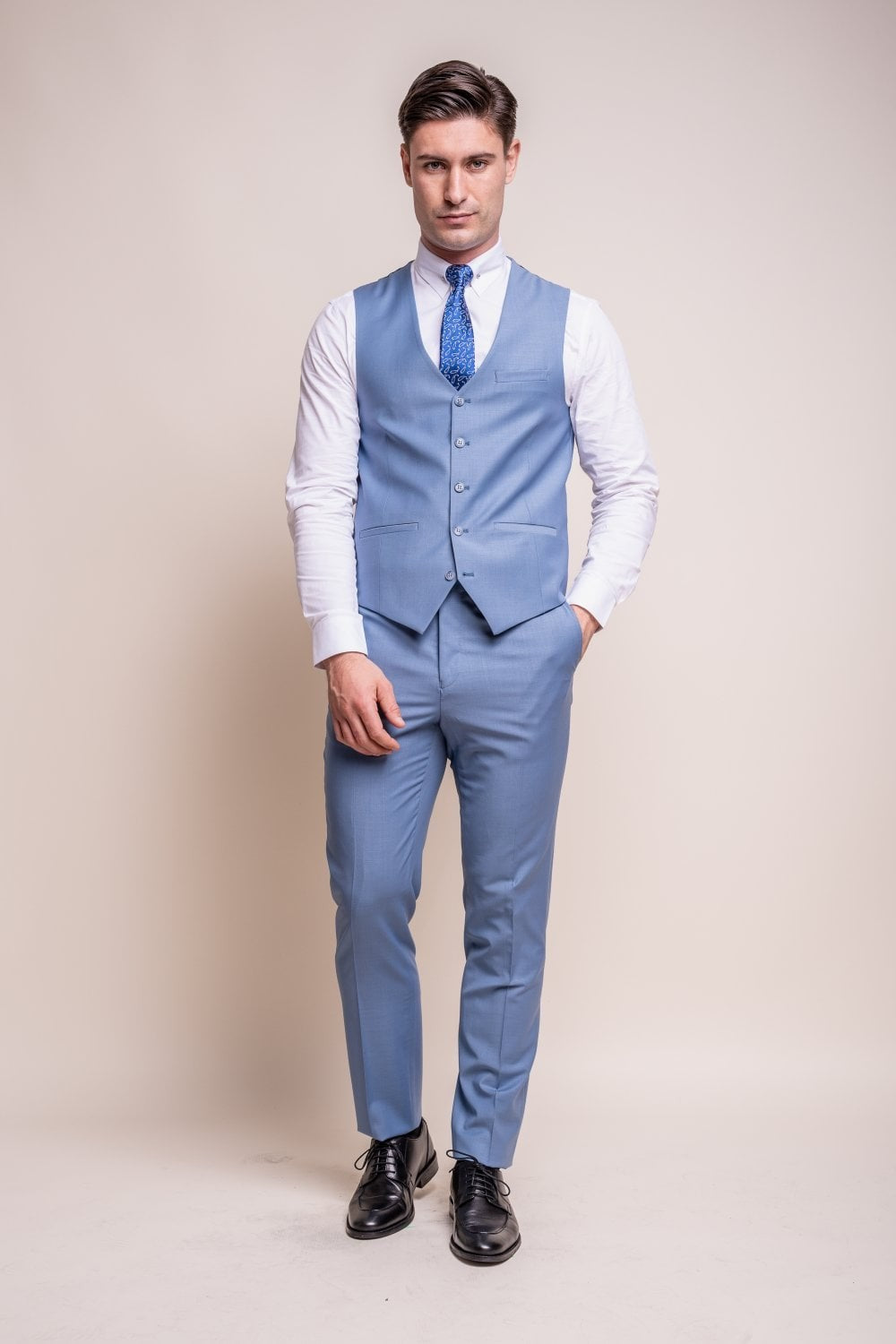 Herren Wollmischung Slim Fit Anzug - BOND - Ozeanblau