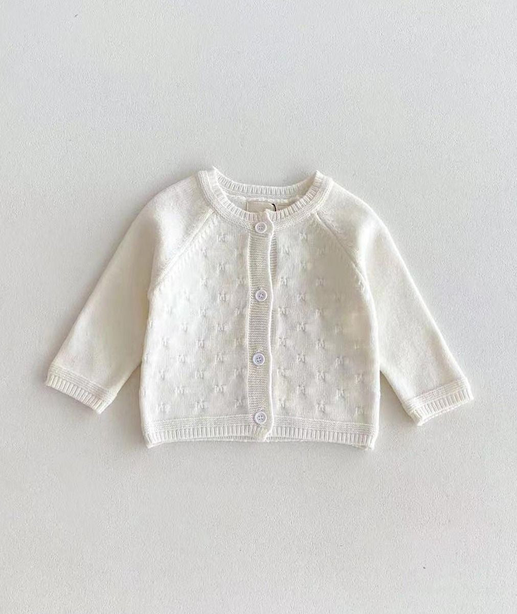 Cardigan vintage en tricot ivoire pour bébés filles - 2405 - Ivoire