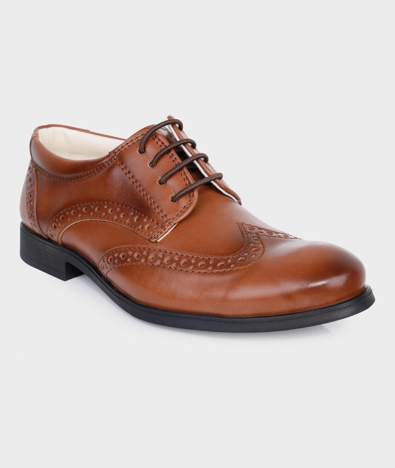 Chaussures Derby Brogue à Lacets pour Garçons - Marron Clair