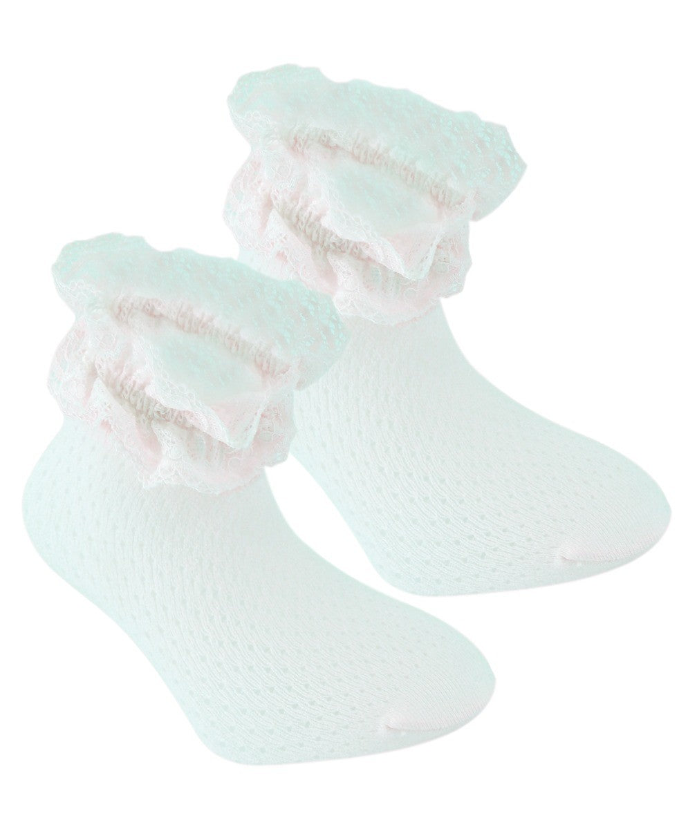 Chaussettes Douces à Volants pour Filles - Blanc