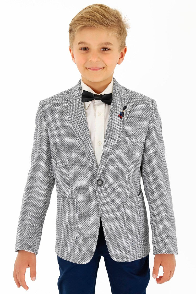 Blazer Formel Slim Fit à Simple Bouton pour Garçons - GERRARD - Gris Bleu