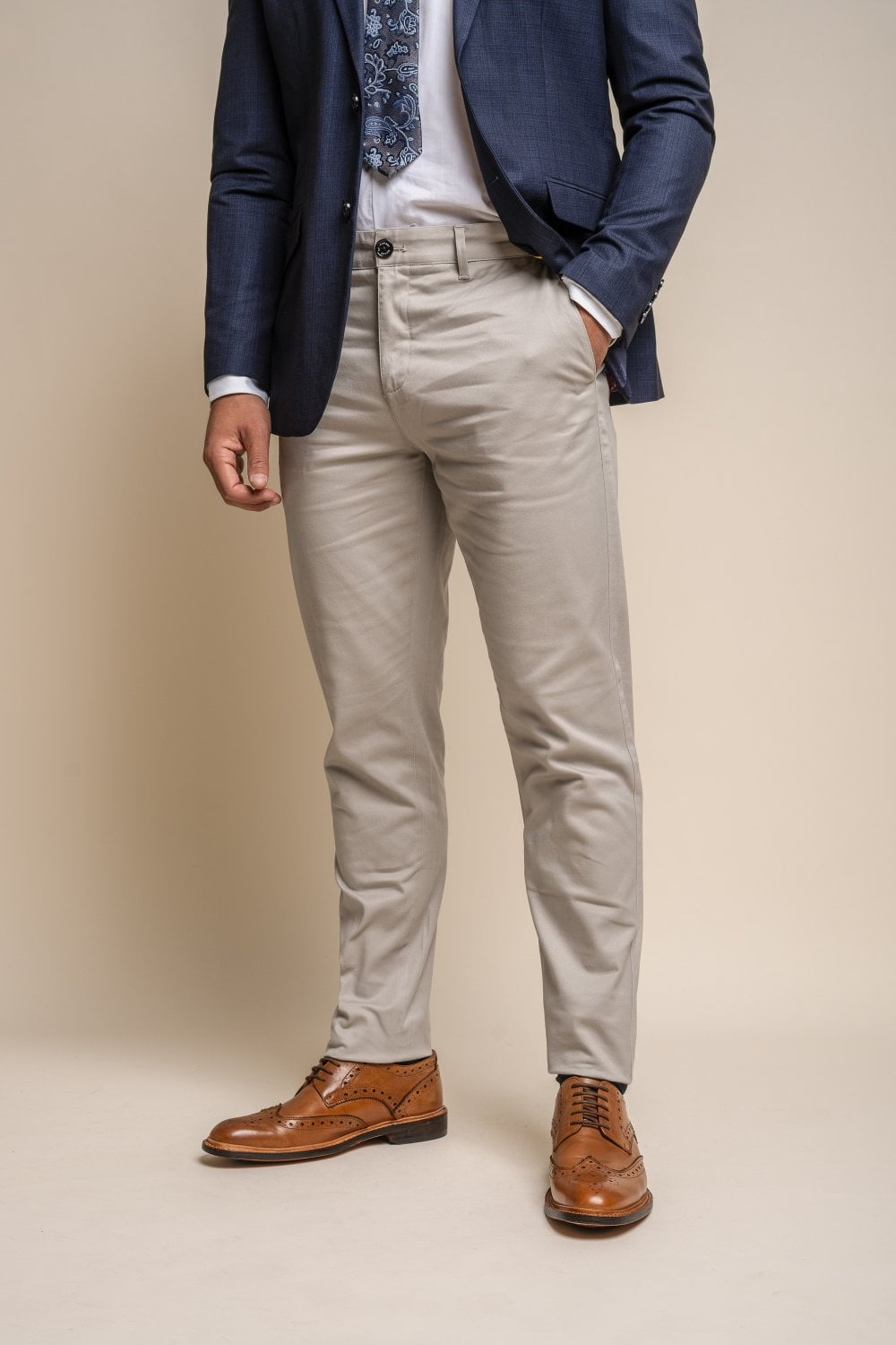 Chino décontracté en coton pour hommes - DAKOTA - Beige Pierre