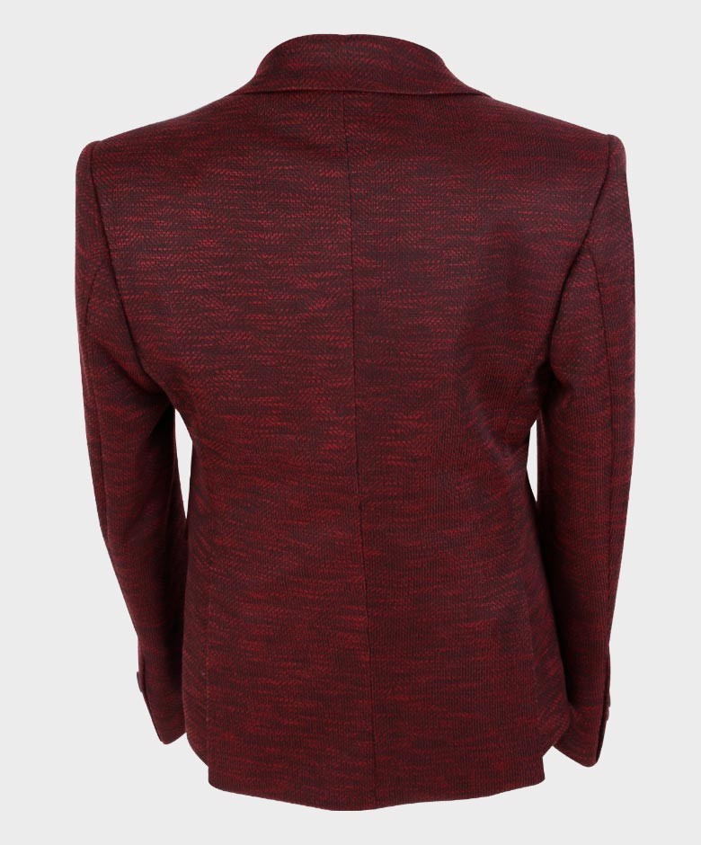 Blazer à Motifs Birdseye Tailored Fit pour Garçons - Bordeaux