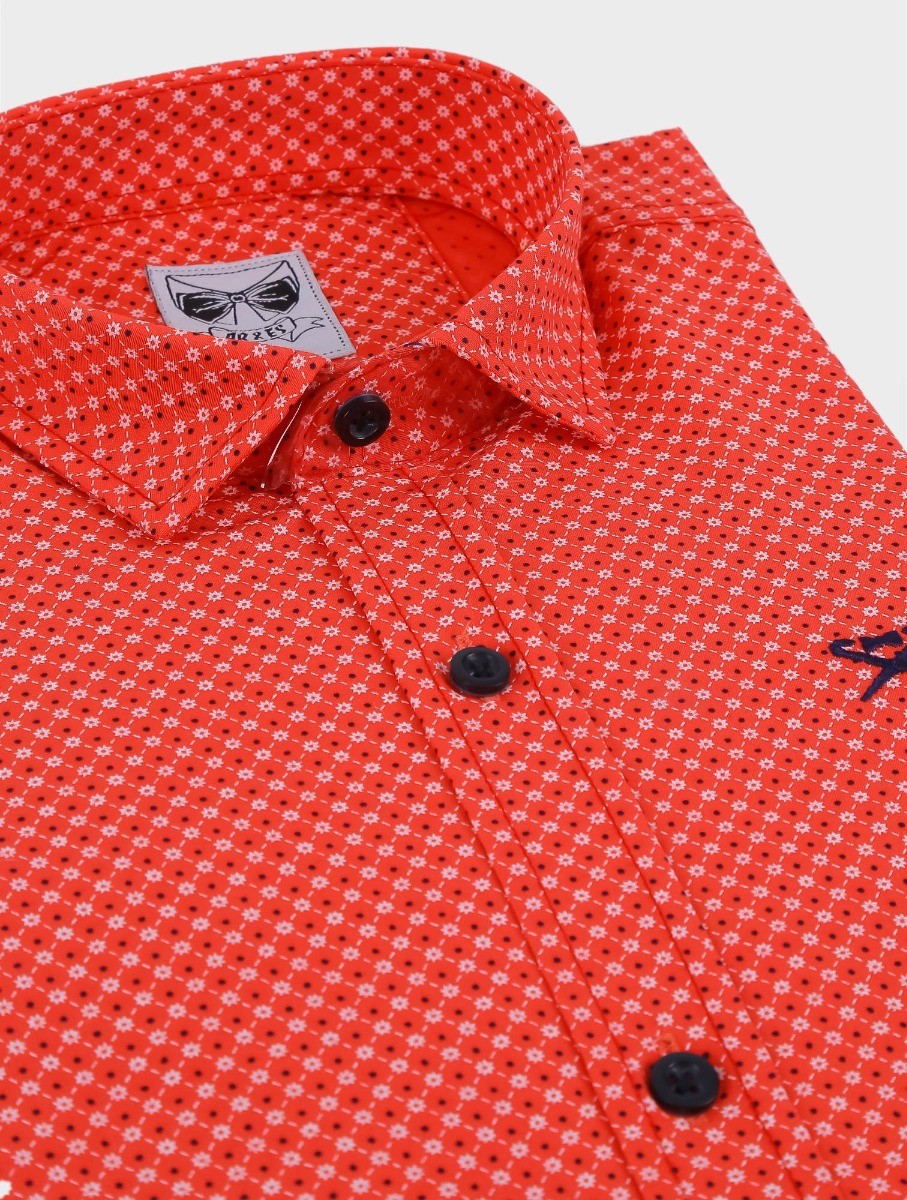 Chemise à Manches Longues à Motifs Slim Fit pour Garçons - ARTHUR - Rouge