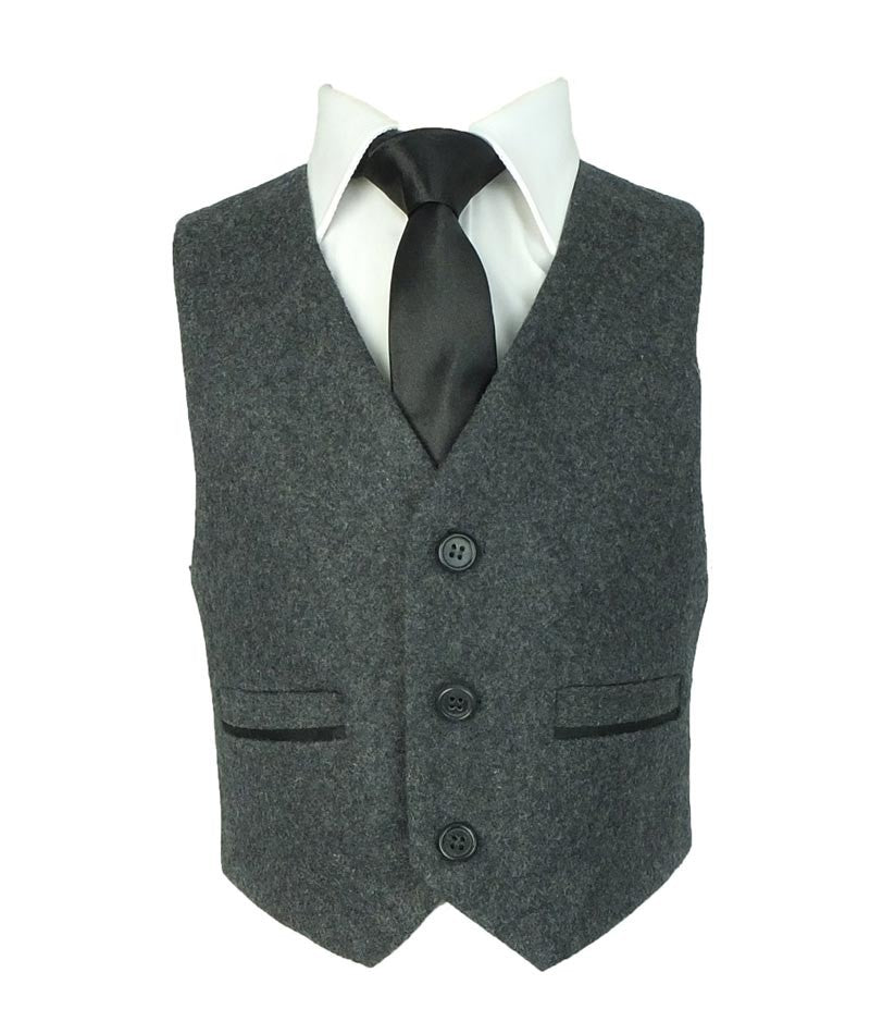 Costume en Tweed Effet Laine pour Garçons - Gris Charbon