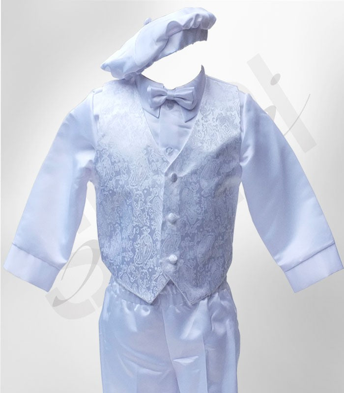 Ensemble Costume de Baptême Tout-en-Un pour Garçons - Blanc