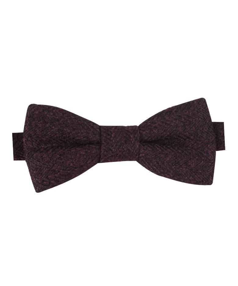 Ensemble Nœud Papillon et Mouchoir de Poche en Tweed à Motif Chevron pour Garçons et Hommes - Violet