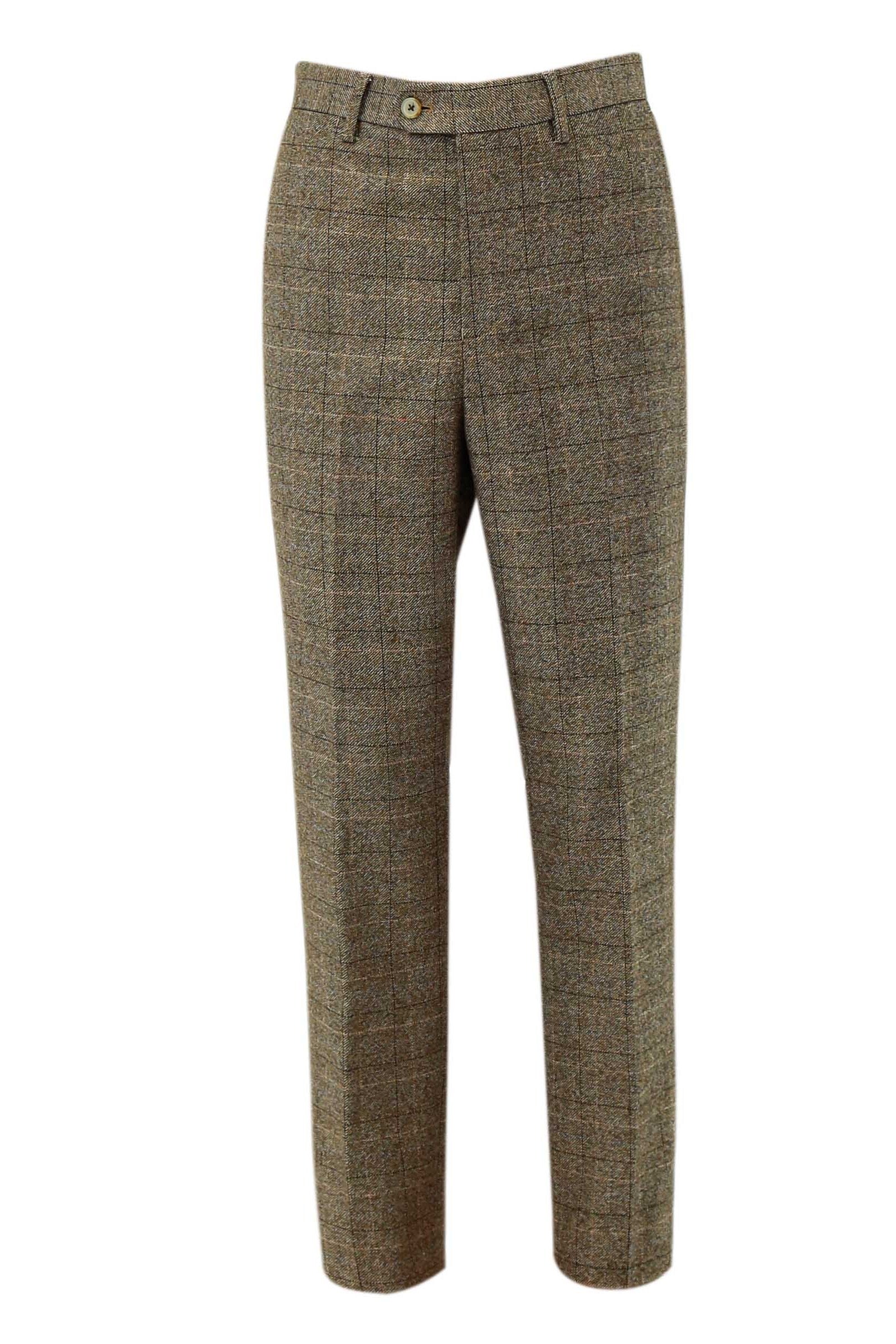 Herren Tweed Fensterrahmen Karo Hose - MARCELLO DANIEL 5471T BEIGE - Beige