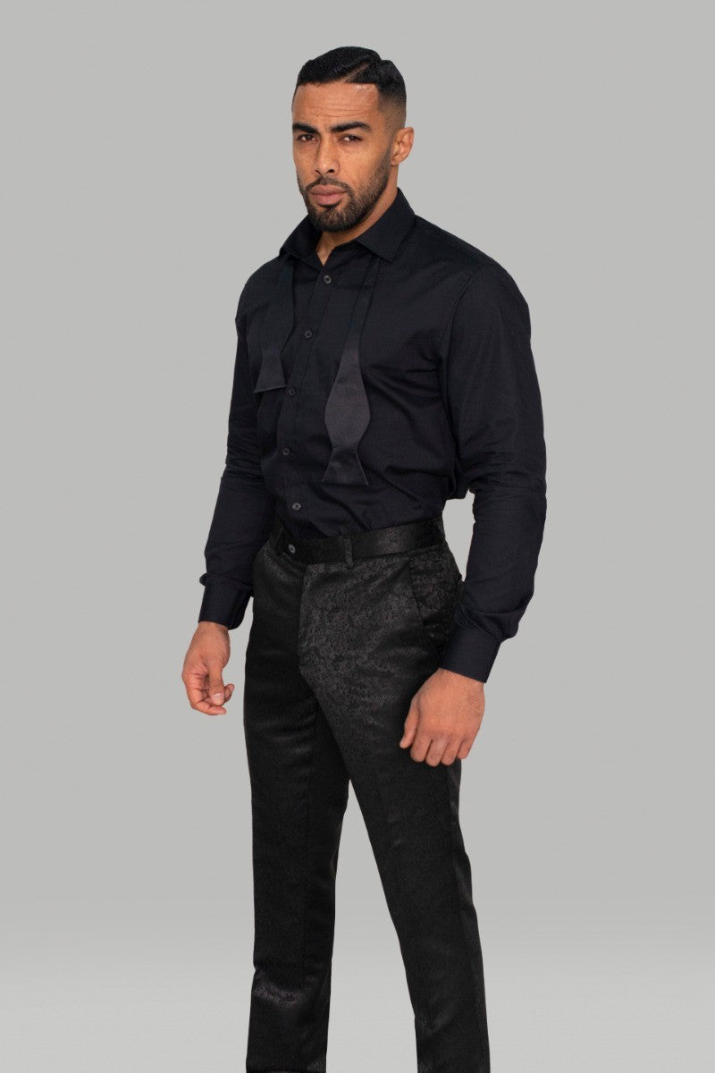 Chemise de Coton à Col Classique Slim Fit pour Homme - Noir