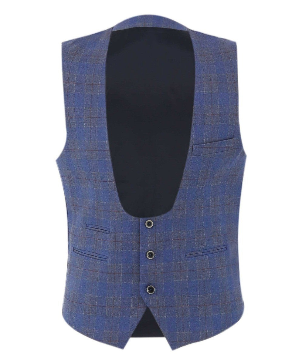 Costume à Motif Windowpane Slim Fit pour Homme - CONNOR - Bleu Pâle