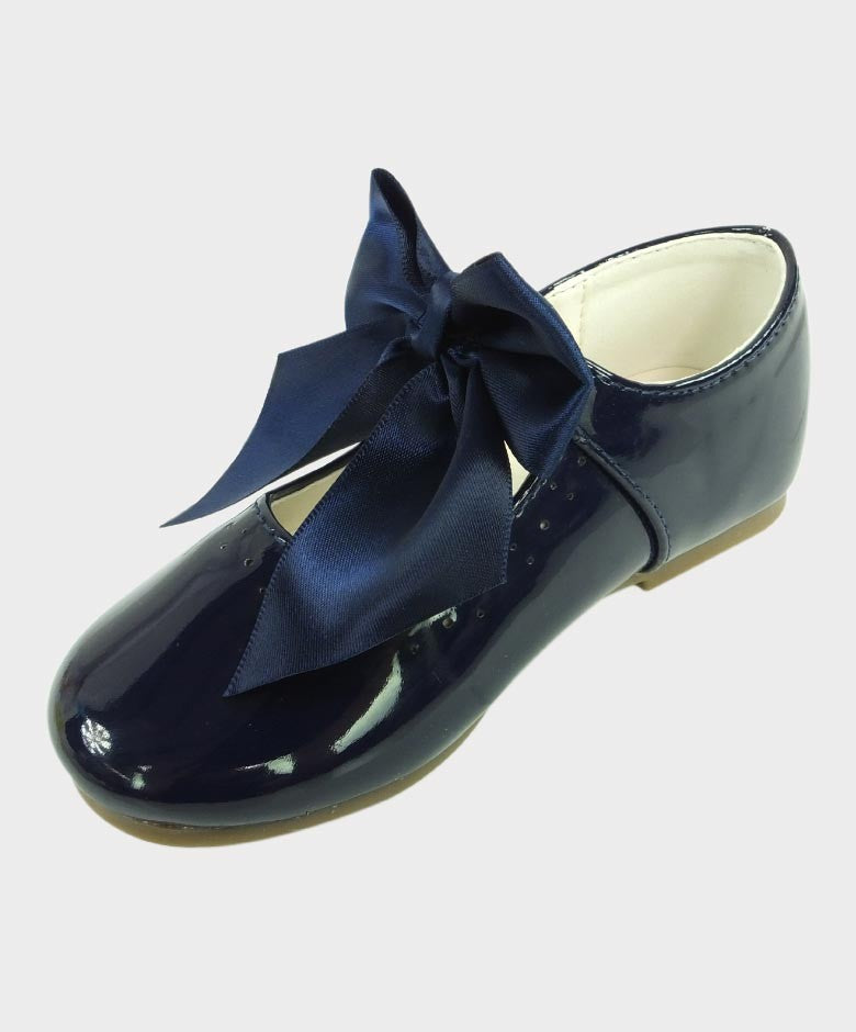 Mädchen Flache Lack Mary Jane Schuhe - Marineblau