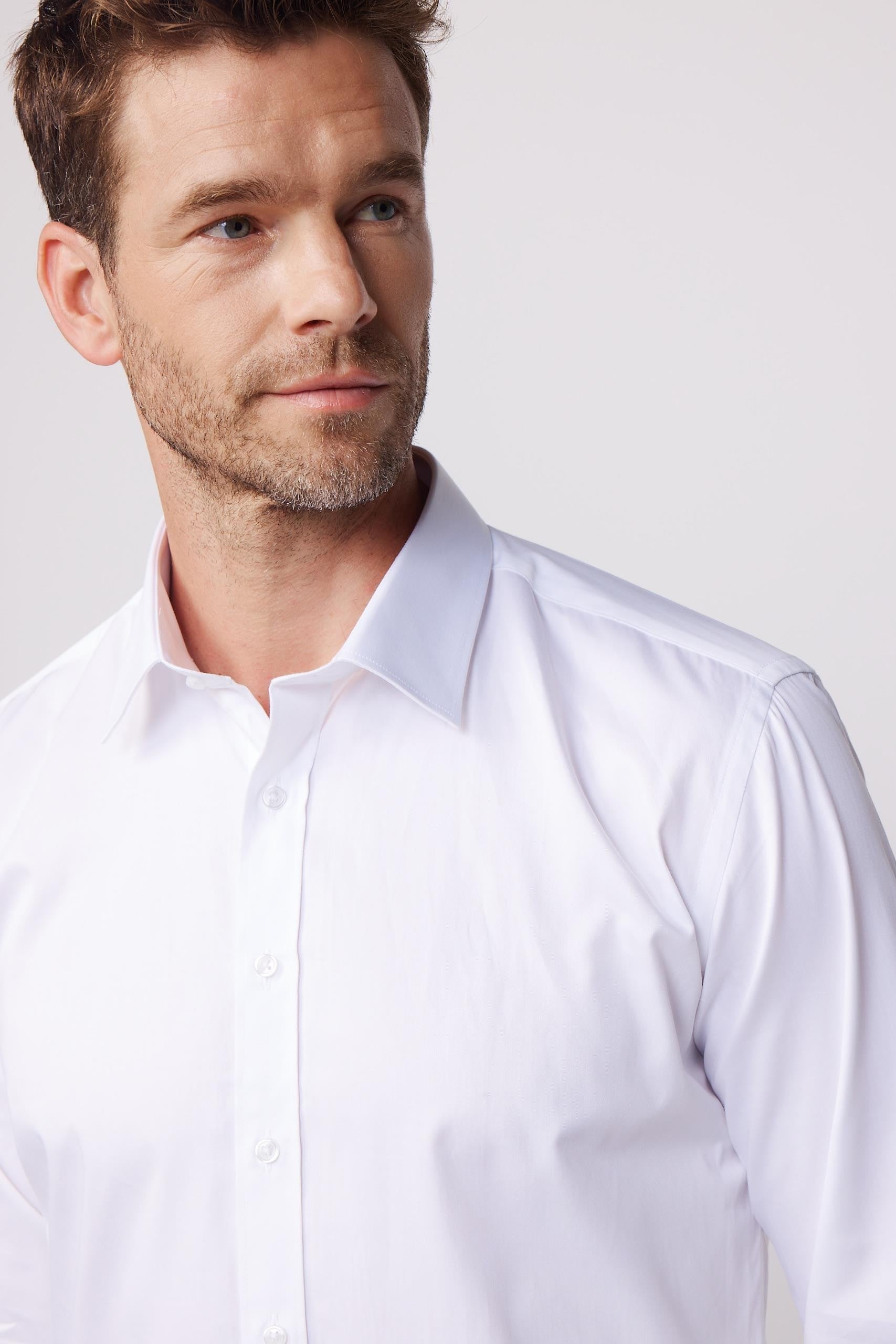 Chemise en satin blanc à manches longues pour hommes - Blanc